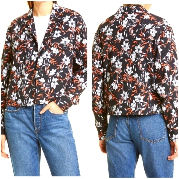New Rag & Bone Jessie Floral Print Linen Blend Shirt Jacket - Picture 1 of 13